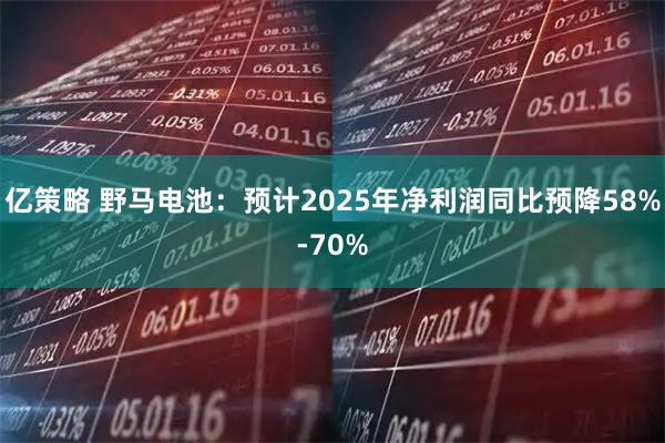 亿策略 野马电池：预计2025年净利润同比预降58%-70%